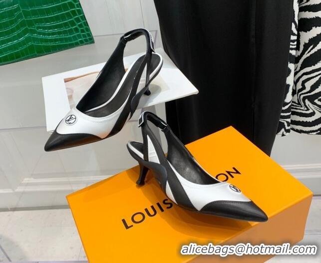 Good Quality Louis Vuitton Archlight Slingback Pumps 5.5cm in Satin and Leather White 021717