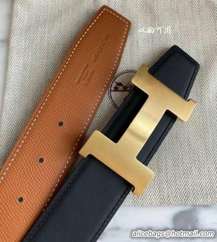 Top Grade Hermes original belt buckle & Reversible leather strap 38mm H06770 Brown Gold