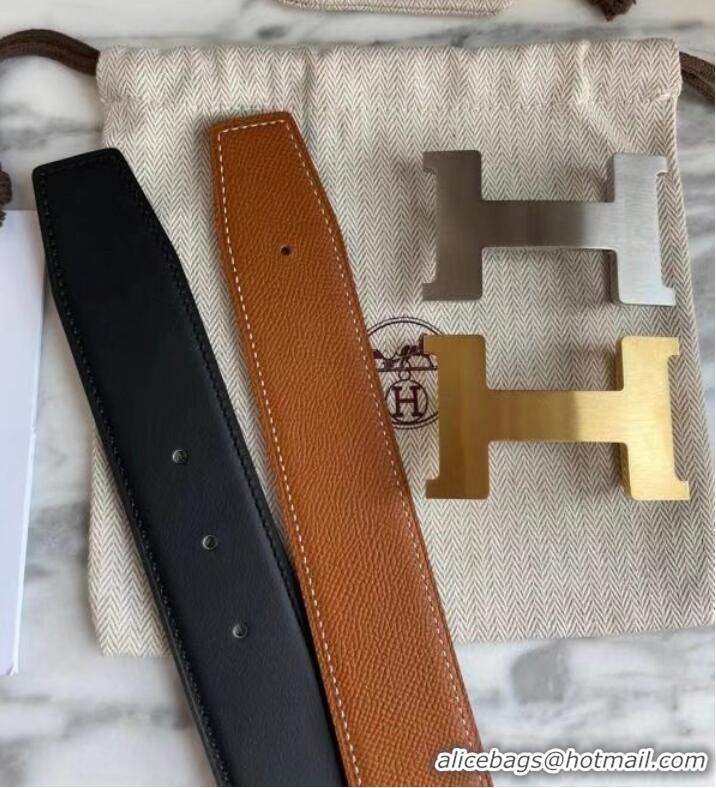 Top Grade Hermes original belt buckle & Reversible leather strap 38mm H06770 Brown Gold