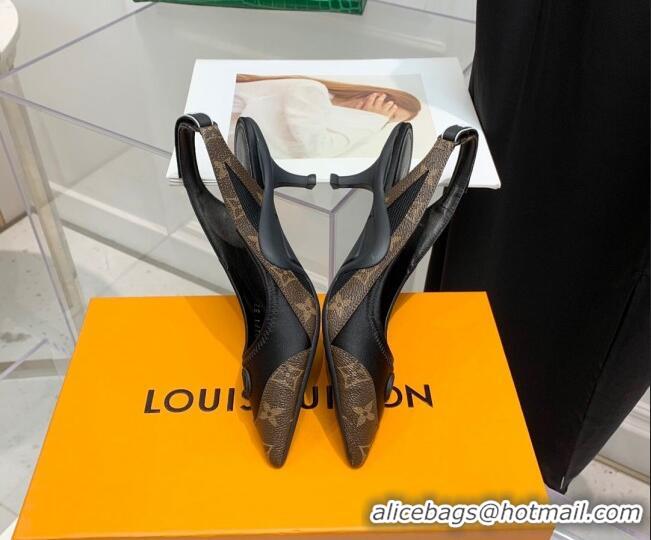 Luxurious Louis Vuitton Archlight Slingback Pumps 5.5cm in Satin and Monogram Canvas 021718