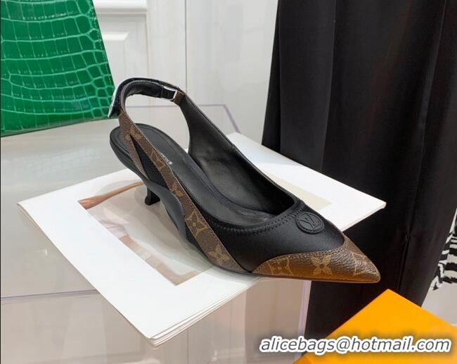 Luxurious Louis Vuitton Archlight Slingback Pumps 5.5cm in Satin and Monogram Canvas 021718