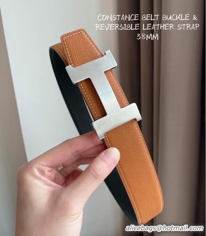 Buy Discount Hermes original belt buckle & Reversible leather strap 38mm H06770 Brown Silver