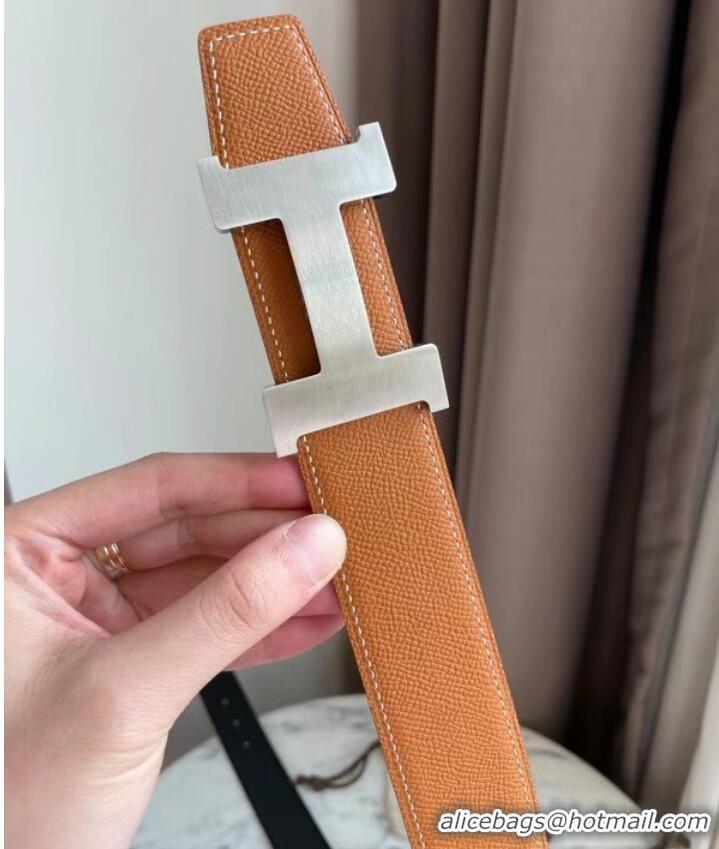 Buy Discount Hermes original belt buckle & Reversible leather strap 38mm H06770 Brown Silver