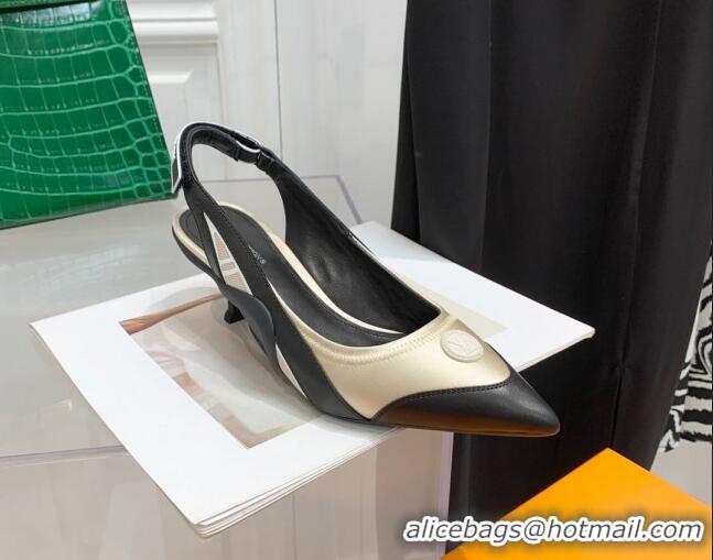 Stylish Louis Vuitton Archlight Slingback Pumps 5.5cm in Satin and Leather 021719 Apricot