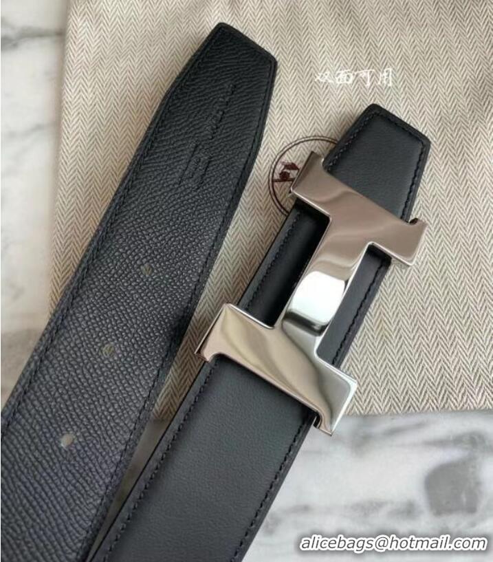 Luxurious Hermes original belt buckle & Reversible leather strap 38 mm H06773 Silver