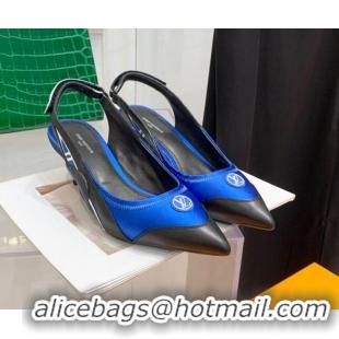 Perfect Louis Vuitton Archlight Slingback Pumps 5.5cm in Satin and Leather Sky Blue 021722