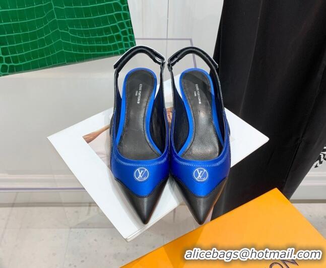 Perfect Louis Vuitton Archlight Slingback Pumps 5.5cm in Satin and Leather Sky Blue 021722