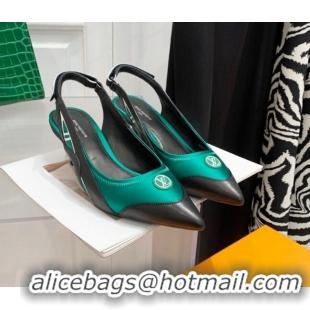 Charming Louis Vuitton Archlight Slingback Pumps 5.5cm in Satin and Leather Green 021724