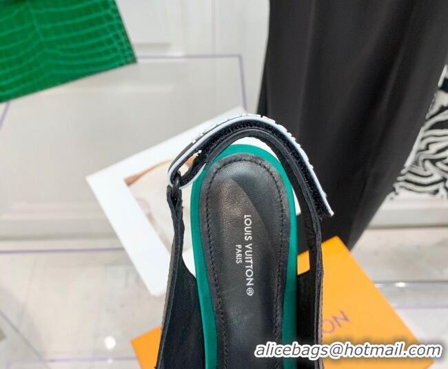 Charming Louis Vuitton Archlight Slingback Pumps 5.5cm in Satin and Leather Green 021724