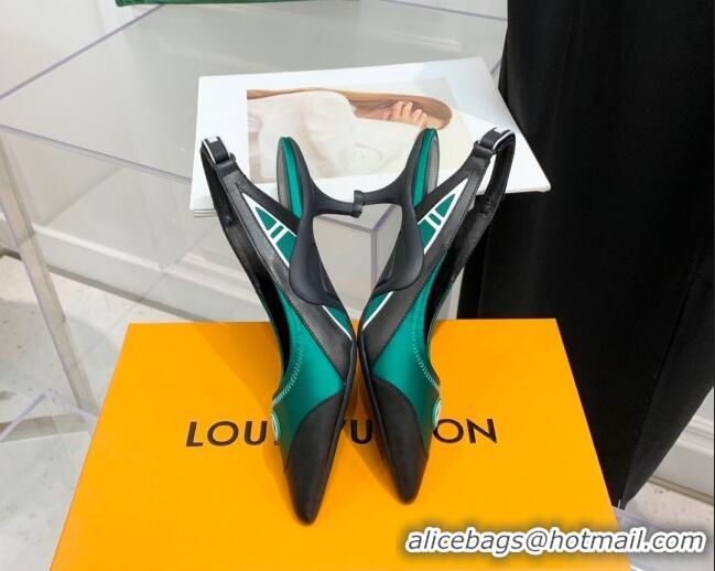 Charming Louis Vuitton Archlight Slingback Pumps 5.5cm in Satin and Leather Green 021724