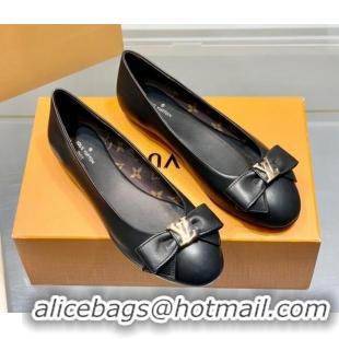 Good Product Louis Vuitton Popi Flat Ballerinas Black Leather 021944