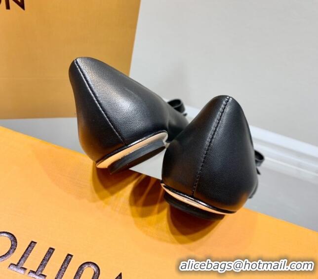 Good Product Louis Vuitton Popi Flat Ballerinas Black Leather 021944