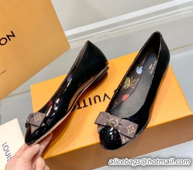 Fashion Luxury Louis Vuitton Popi Patent Flat Ballerinas Black/Monogram Canvas 021945