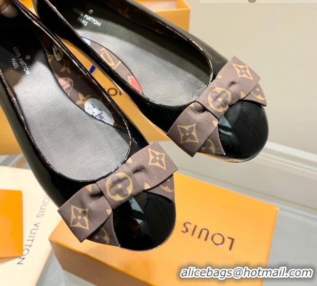 Fashion Luxury Louis Vuitton Popi Patent Flat Ballerinas Black/Monogram Canvas 021945