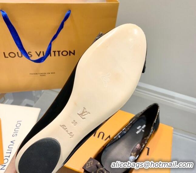 Fashion Luxury Louis Vuitton Popi Patent Flat Ballerinas Black/Monogram Canvas 021945