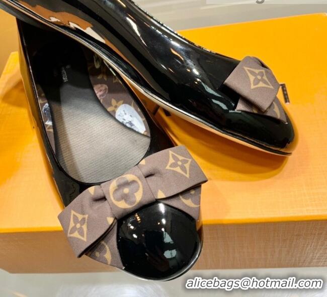 Fashion Luxury Louis Vuitton Popi Patent Flat Ballerinas Black/Monogram Canvas 021945