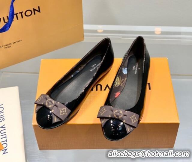 Fashion Luxury Louis Vuitton Popi Patent Flat Ballerinas Black/Monogram Canvas 021945