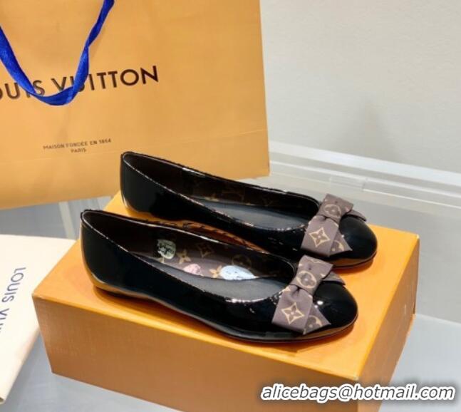 Fashion Luxury Louis Vuitton Popi Patent Flat Ballerinas Black/Monogram Canvas 021945