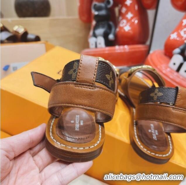 Luxury Discount Louis Vuitton Academy Flat Sandals Brown 030726