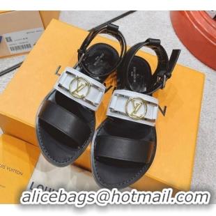 Duplicate Louis Vuitton Academy Flat Sandals White 030728