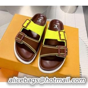 Comfortable Louis Vuitton Men's LV Trainer Flat Slide Sandals Brown 030778