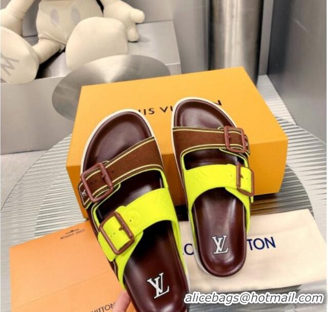 Comfortable Louis Vuitton Men's LV Trainer Flat Slide Sandals Brown 030778