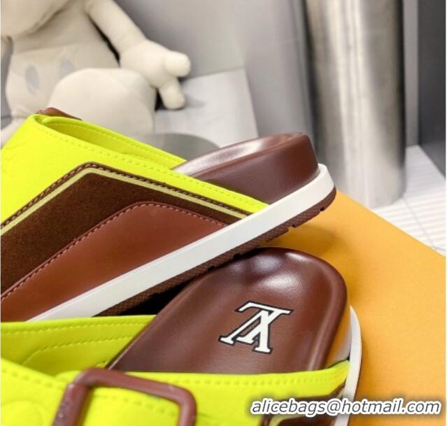 Comfortable Louis Vuitton Men's LV Trainer Flat Slide Sandals Brown 030778