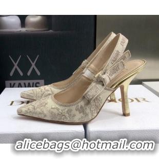 Luxury Dior J'Adior Slingback Pumps 9.5cm in Quake Oblique Embroidery Beige 021585