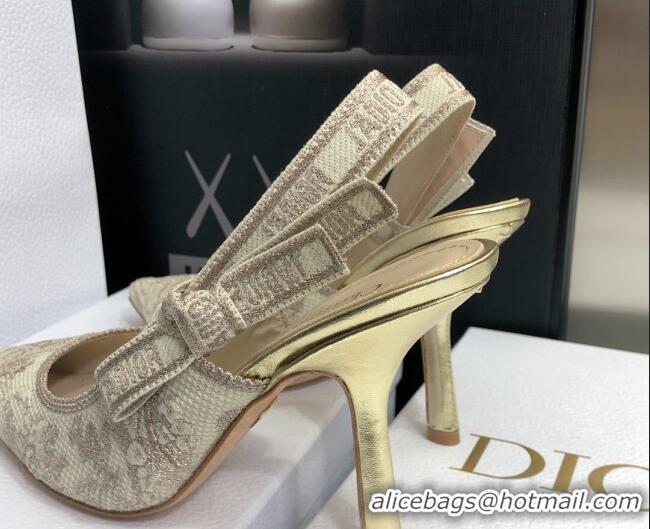 Luxury Dior J'Adior Slingback Pumps 9.5cm in Quake Oblique Embroidery Beige 021585