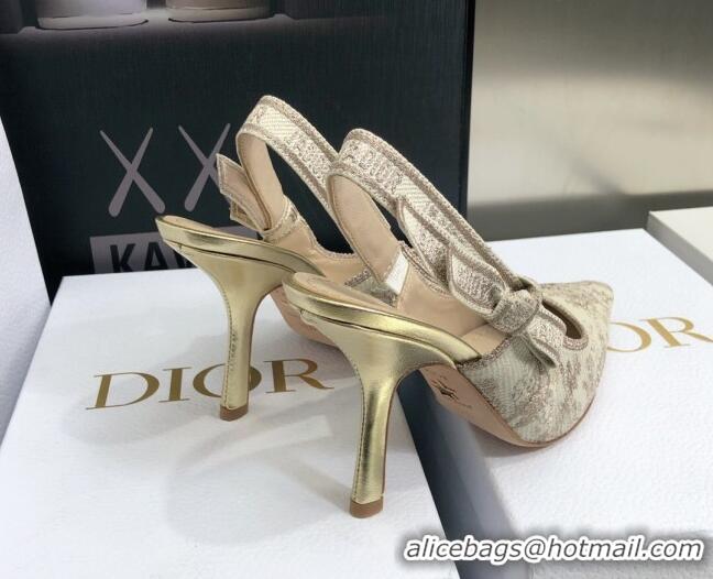 Luxury Dior J'Adior Slingback Pumps 9.5cm in Quake Oblique Embroidery Beige 021585