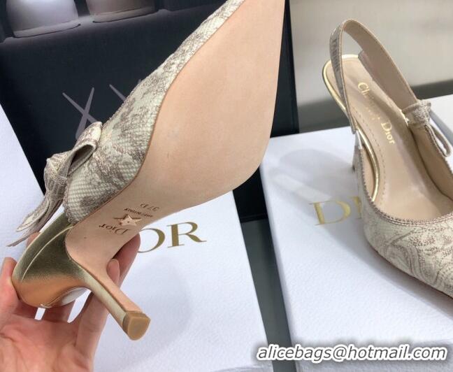 Luxury Dior J'Adior Slingback Pumps 9.5cm in Quake Oblique Embroidery Beige 021585