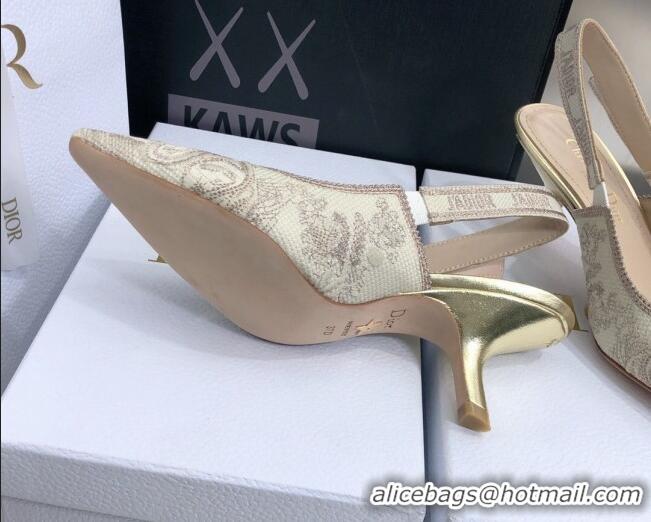 Top Grade Dior J'Adior Slingback Pumps 6.5cm in Quake Oblique Embroidery Beige 021586