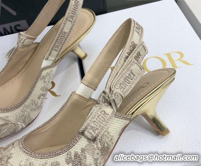 Top Grade Dior J'Adior Slingback Pumps 6.5cm in Quake Oblique Embroidery Beige 021586