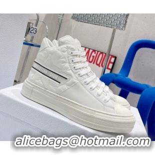 Good Looking Dior Walk'n'Dior Star High-top Sneakers in White Dior Étoile Embossed Lambskin and Calfskin 021593