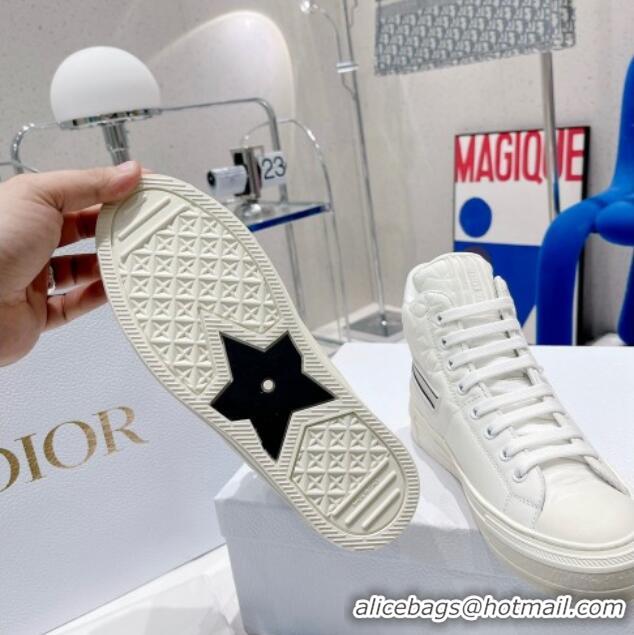 Good Looking Dior Walk'n'Dior Star High-top Sneakers in White Dior Étoile Embossed Lambskin and Calfskin 021593