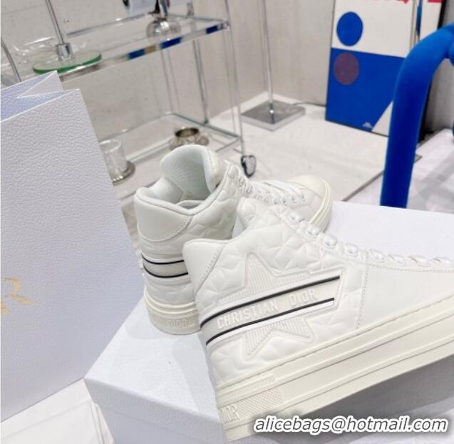 Good Looking Dior Walk'n'Dior Star High-top Sneakers in White Dior Étoile Embossed Lambskin and Calfskin 021593