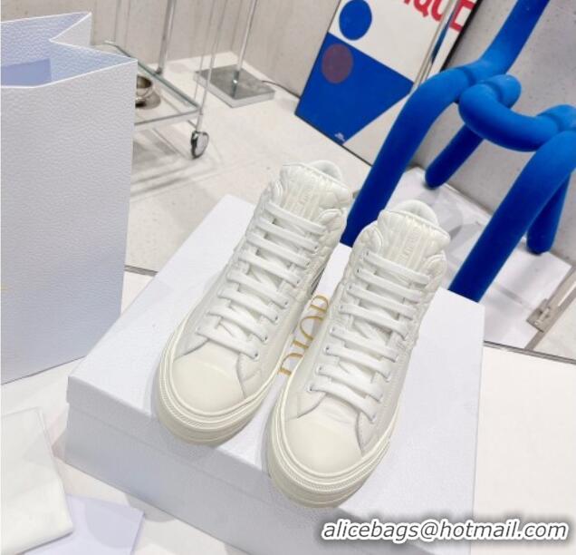 Good Looking Dior Walk'n'Dior Star High-top Sneakers in White Dior Étoile Embossed Lambskin and Calfskin 021593