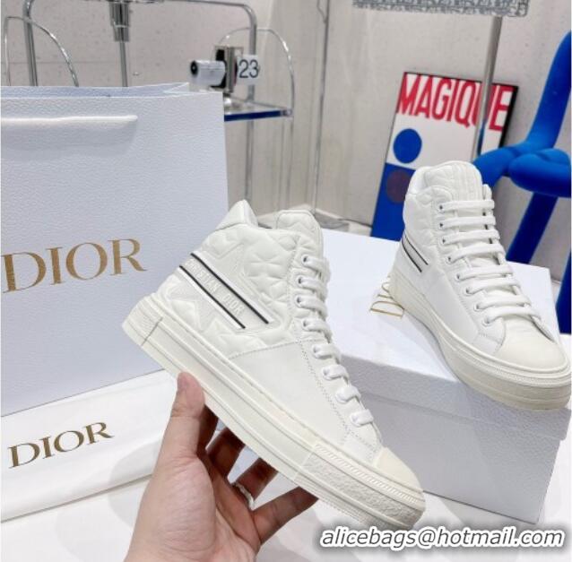 Good Looking Dior Walk'n'Dior Star High-top Sneakers in White Dior Étoile Embossed Lambskin and Calfskin 021593