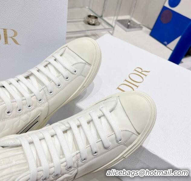 Good Looking Dior Walk'n'Dior Star High-top Sneakers in White Dior Étoile Embossed Lambskin and Calfskin 021593