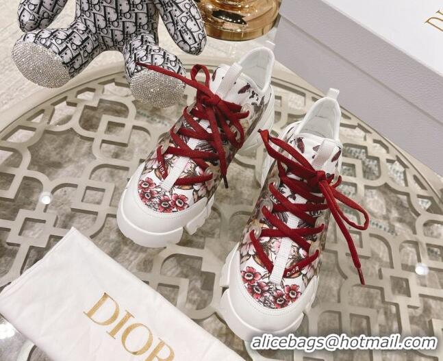 Top Design Dior D-Connect Sneaker in Red Butterfly Technical Fabric 021594