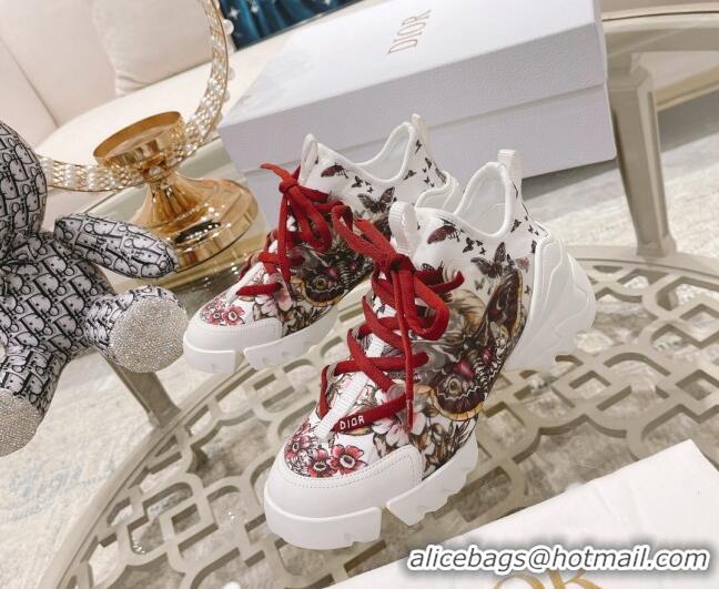 Top Design Dior D-Connect Sneaker in Red Butterfly Technical Fabric 021594