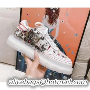 Shop Duplicate Dior Addict Sneakers in Red Butterfly print Mesh 021595