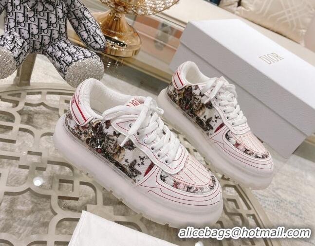 Shop Duplicate Dior Addict Sneakers in Red Butterfly print Mesh 021595