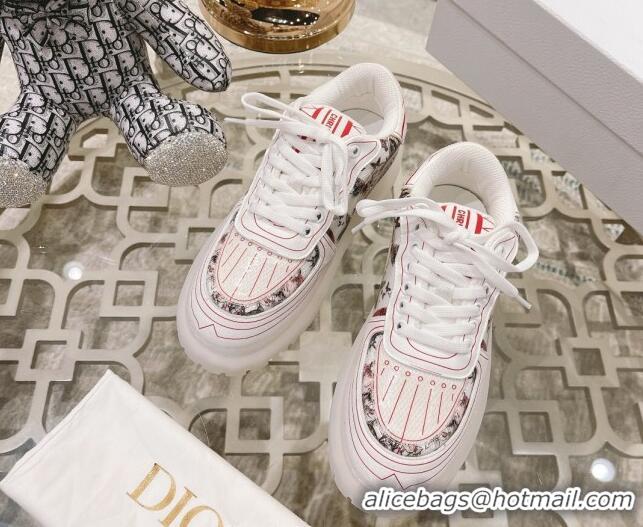 Shop Duplicate Dior Addict Sneakers in Red Butterfly print Mesh 021595