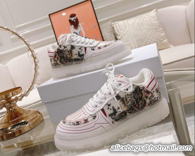 Shop Duplicate Dior Addict Sneakers in Red Butterfly print Mesh 021595