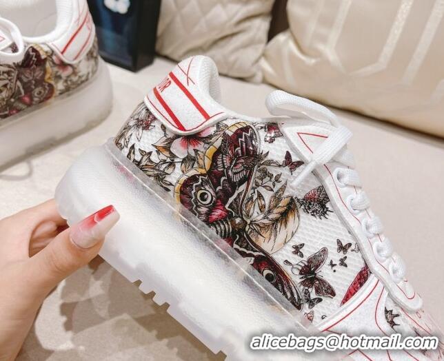 Shop Duplicate Dior Addict Sneakers in Red Butterfly print Mesh 021595