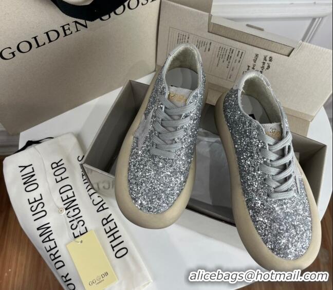 Cheap Golden Goose GGDB Space-Star Sneakers in Silver Glitter 030401