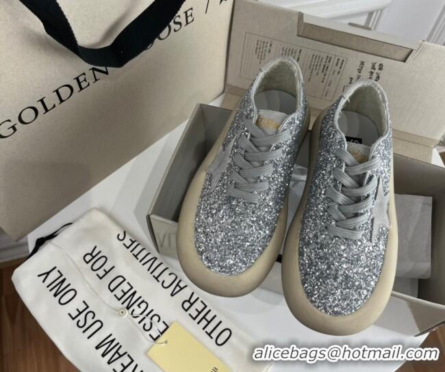 Cheap Golden Goose GGDB Space-Star Sneakers in Silver Glitter 030401