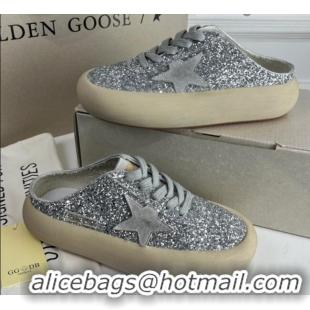 Discount Golden Goose GGDB Space-Star Sabot Sneakers in Silver Glitter 030402