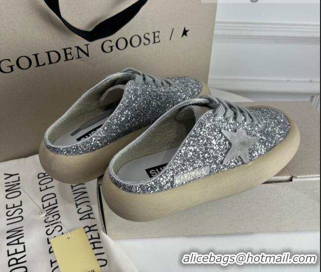 Discount Golden Goose GGDB Space-Star Sabot Sneakers in Silver Glitter 030402